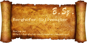 Berghofer Szilveszter névjegykártya